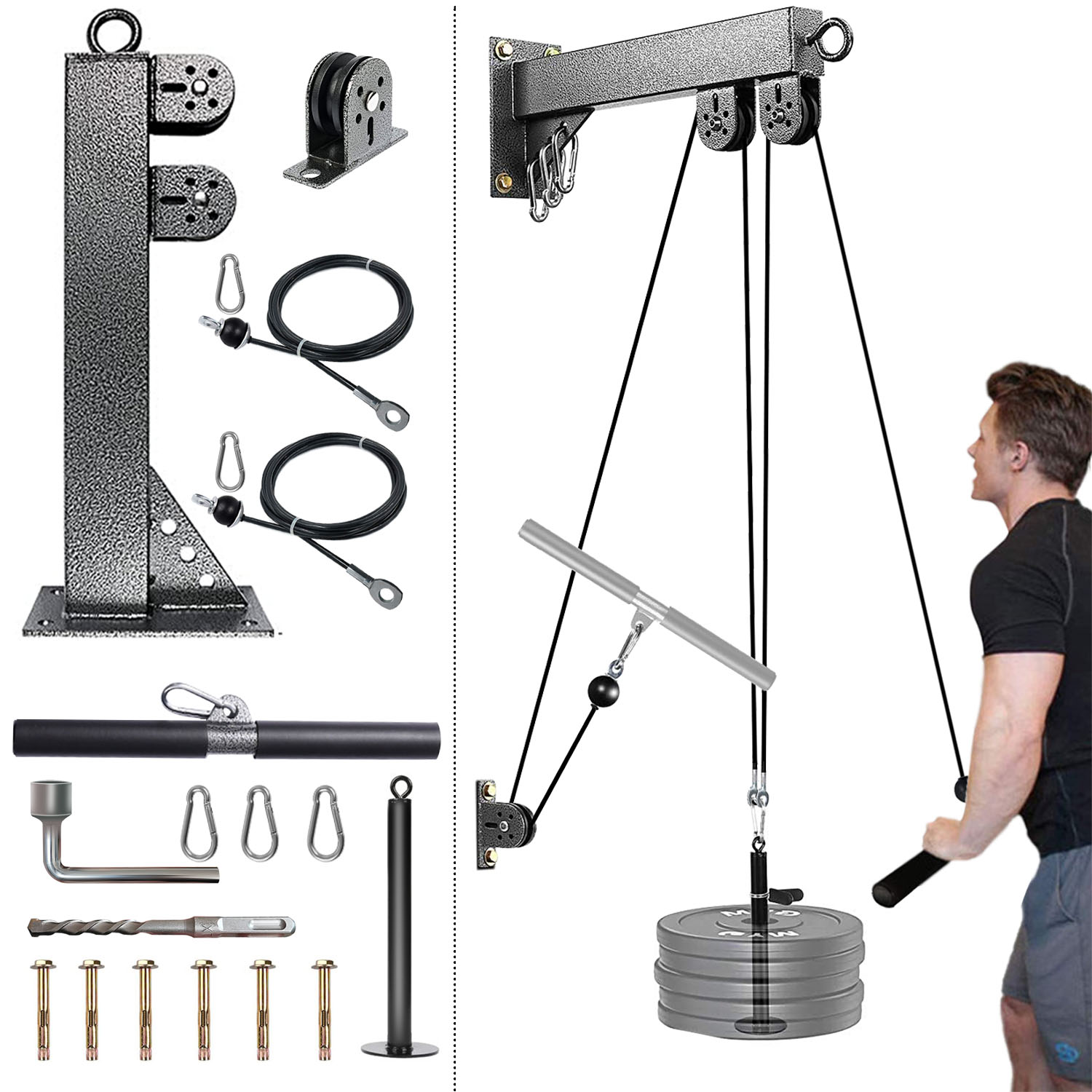 Home Gym Cable Machine - Sistema de polia montado na parede