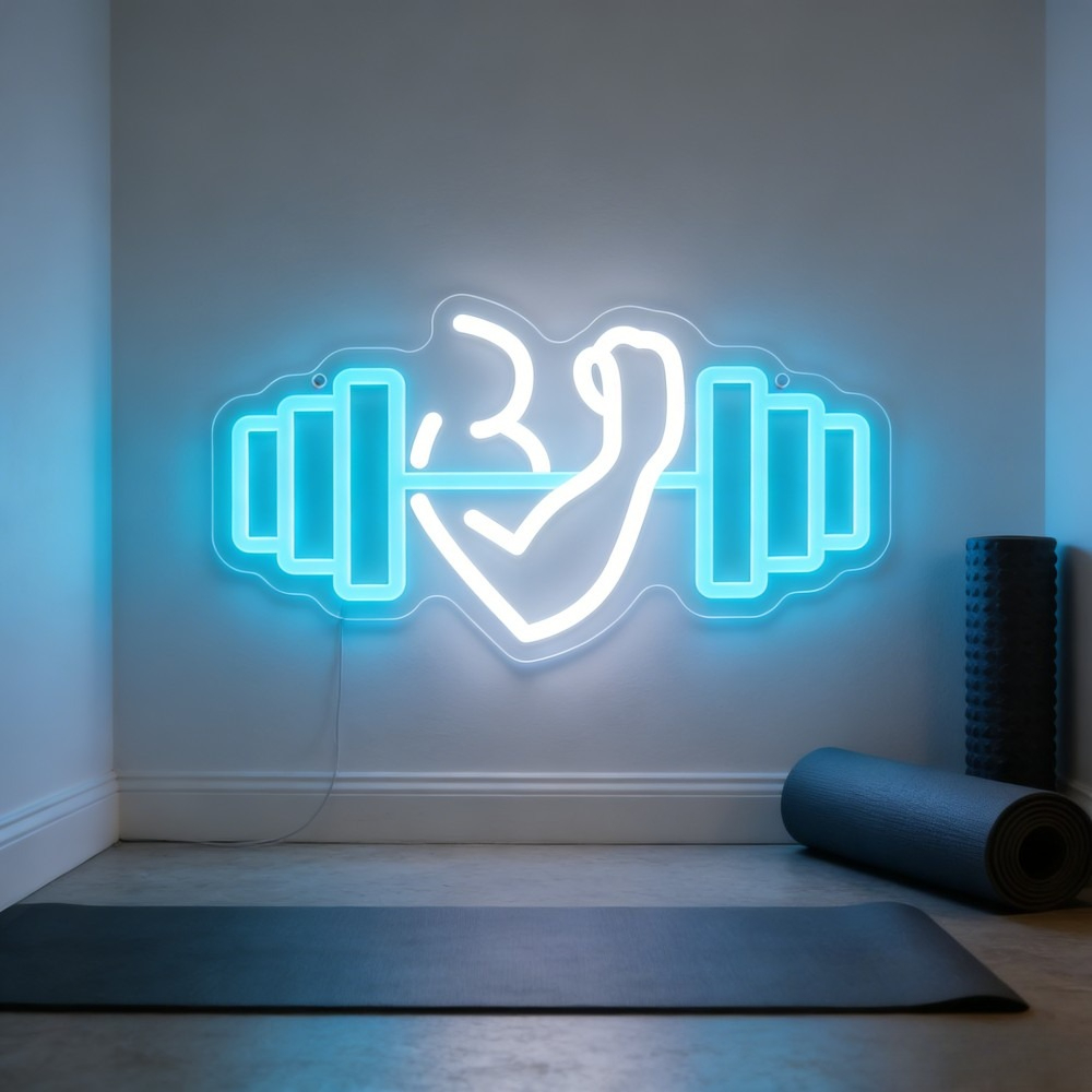 Home Gym Yoga Studio - Letreiro Neon LED de Bíceps com