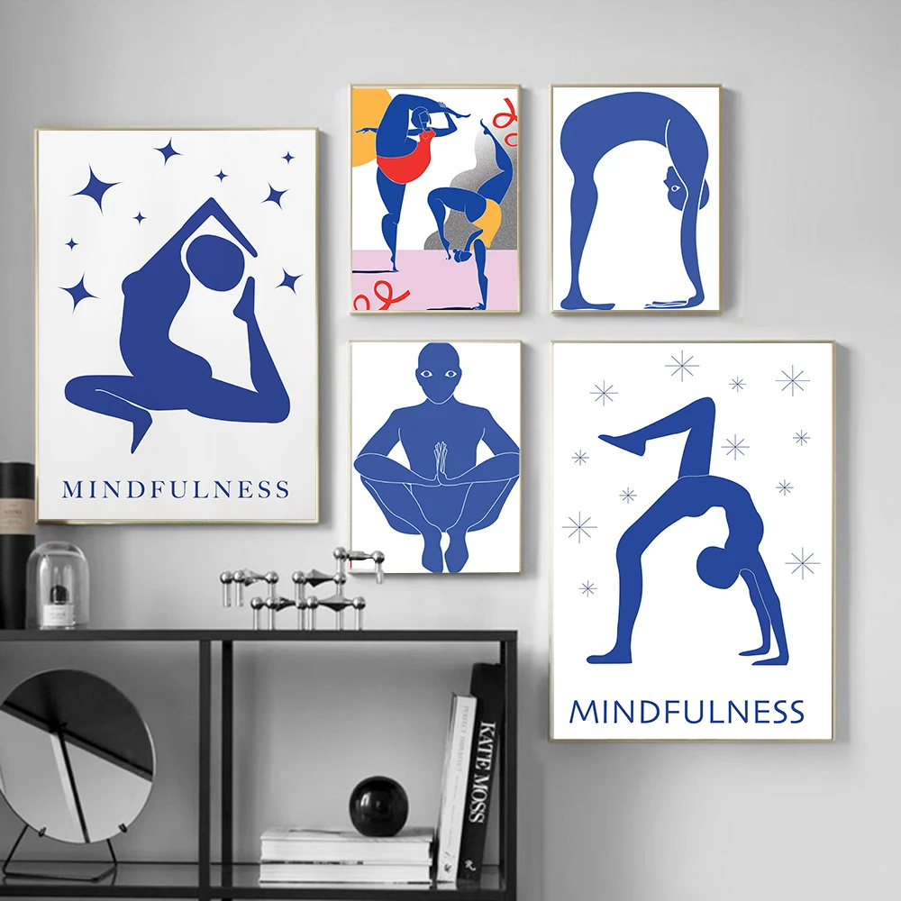 Home Gym Yoga Studio - Pôster Abstrato de Poses de Yoga