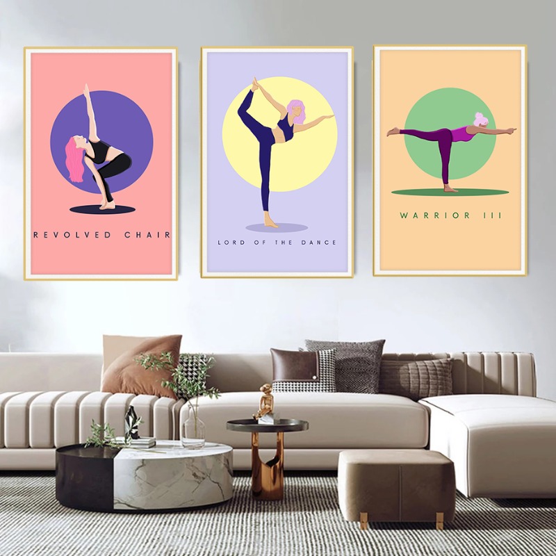 Moderno abstrato yoga poses ca - Home Gym Yoga Studio avaliação e preço