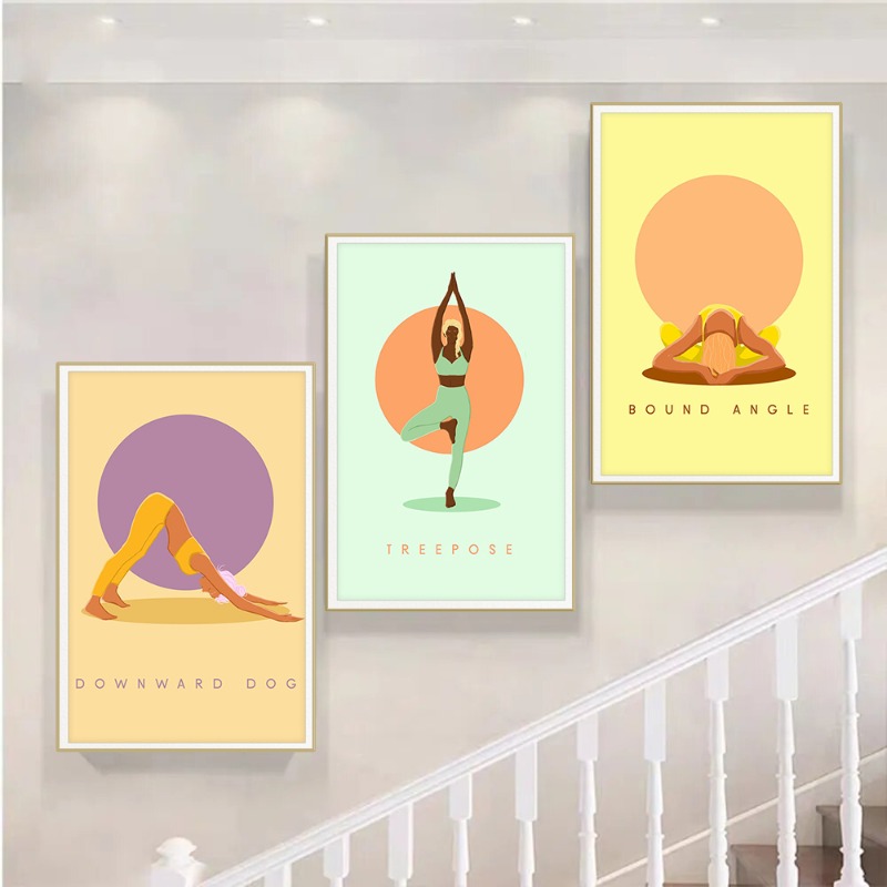 Moderno abstrato yoga poses ca - Home Gym Yoga Studio avaliação e preço