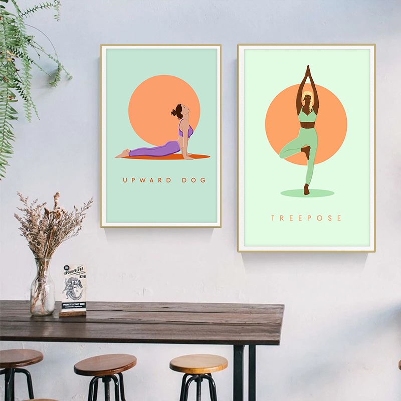 Moderno abstrato yoga poses ca - Home Gym Yoga Studio avaliação e preço